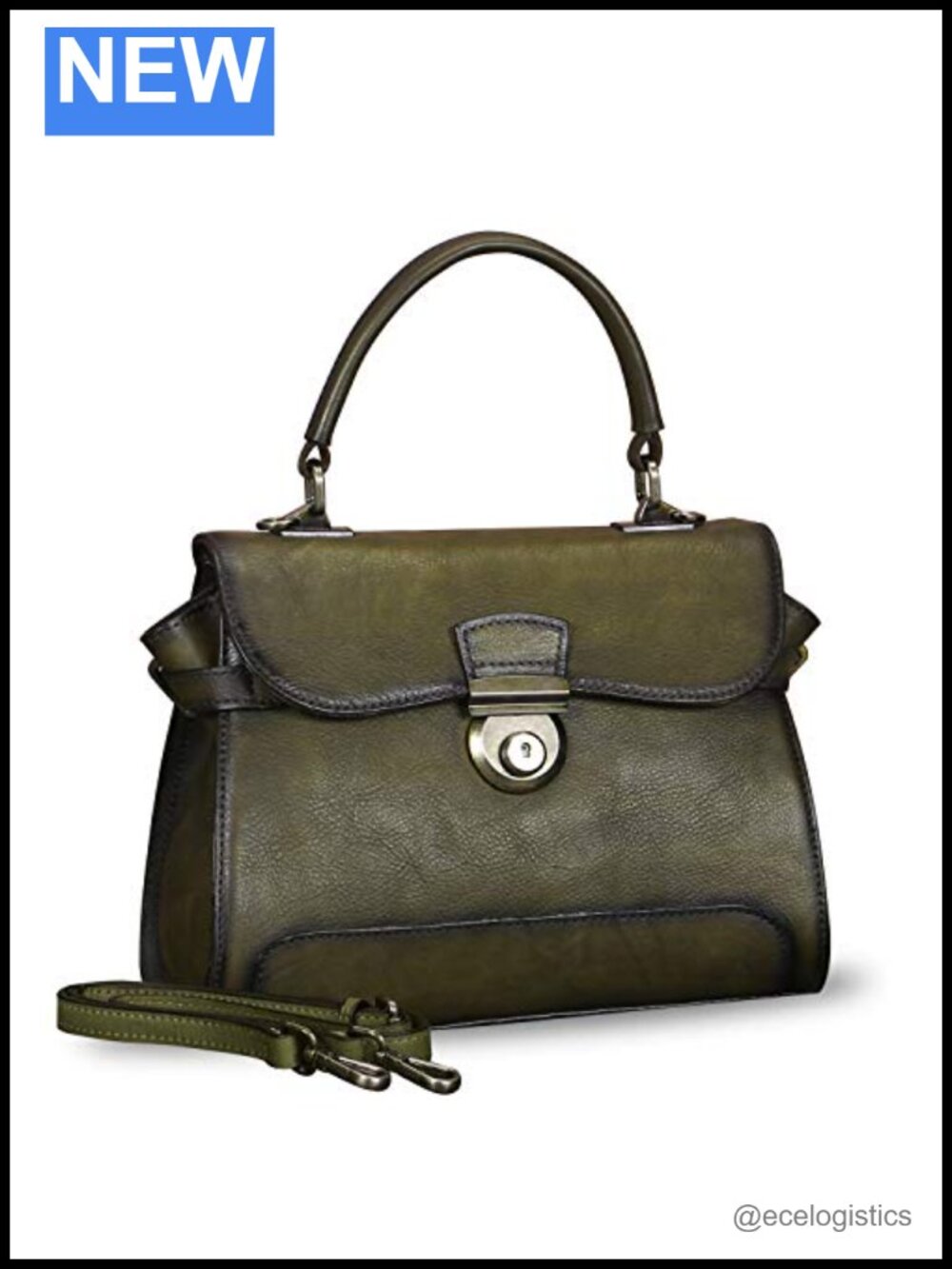Vintage Genuine Leather Satchel Handbag Shoulder Crossbody Bag